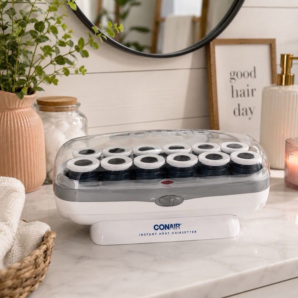 Vtg Conair Instant Heat HairSetter 12 Jumbo 2” Hot Rollers/Clips/ Tested Works